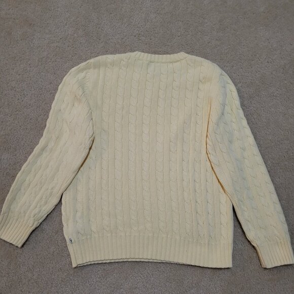 Tommy Hilfiger Size XL Butter Yellow Fisherman Preppy Cable Knit sweater - Picture 2 of 6